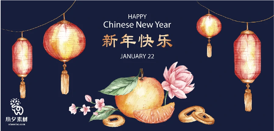 中国风中国传统节日兔年新年春节节日插画海报图案AI矢量设计素材【002】